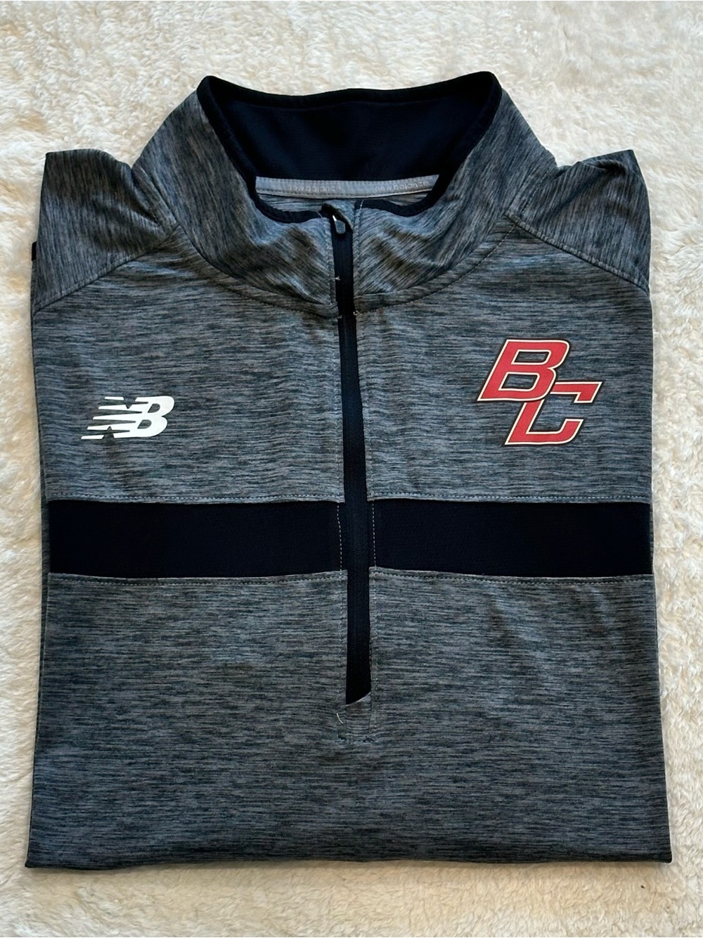New Balance Boston College Eagles 1/4 Zip Pullover Men's 2XL Gray Thumbhole
